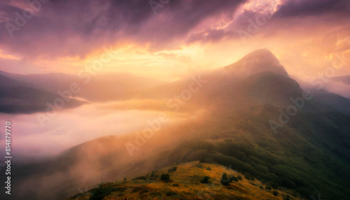 Natural landscape, high mountains at dawn