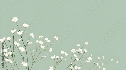 Delicate Gypsophila Flowers in Minimalist Floral Against Clean Background