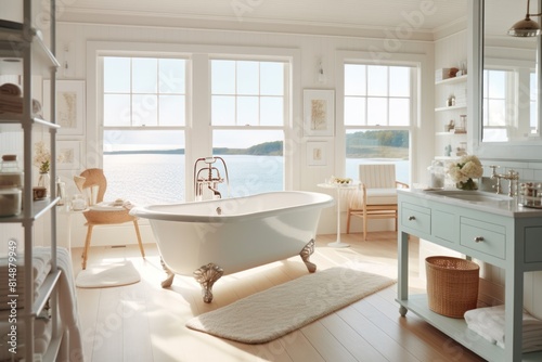 Luxurious Coastal Bathroom with Ocean View