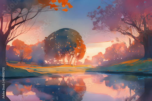 sunrise over the lake