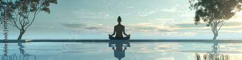 Mindfulness and Yoga: Showcase the practice of mindfulness and yoga with images of people meditating or performing yoga poses in serene environments. photo