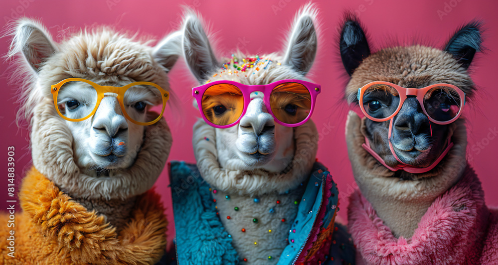 Wild Alpacas in Colorful Outfits Wild Alpacas in Colorful Outfits