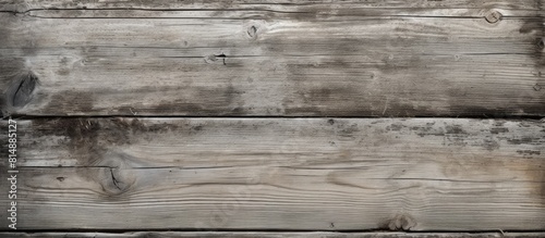 An abandoned and grungy gray wood texture background with dry cracked and aged wood planks providing a copy space image