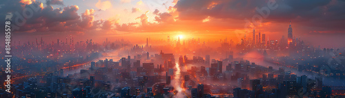 A stunning metropolis at sunrise