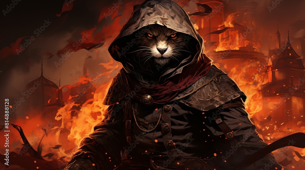 A robber with a saber roars past the bustling city ahead of the robbery. A robber with a saber roars past the bustling city ahead of the robbery.
