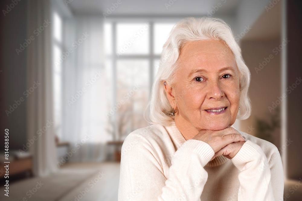portrait happy old woman looks at camera. portrait happy old woman looks at camera.
