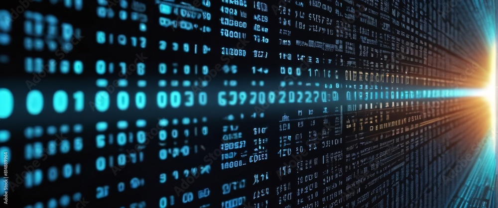 An abstract digital background with binary code and AI algorithms running in the background An abstract digital background with binary code and AI algorithms running in the background