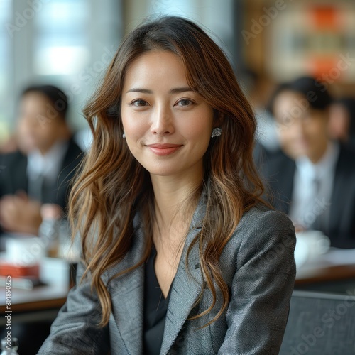 Japanese businesswoman negotiating a partnership agreement with international clients