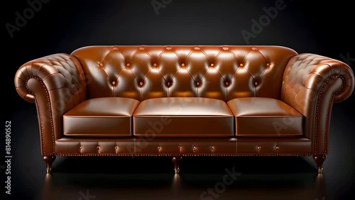 Broun leather sofa on black photo