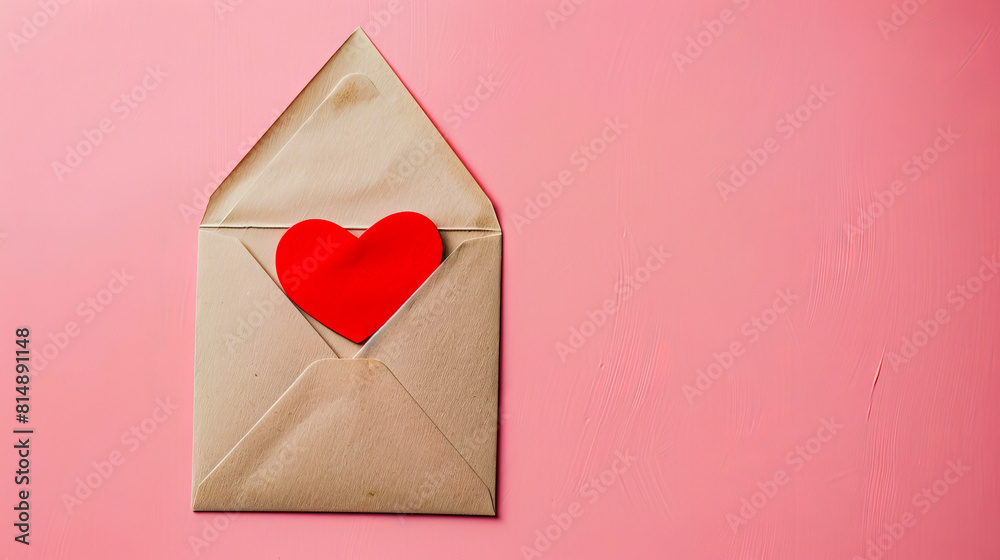Valentine's day concept with heart in envelope on pink background. Valentine's day concept with heart in envelope on pink background.