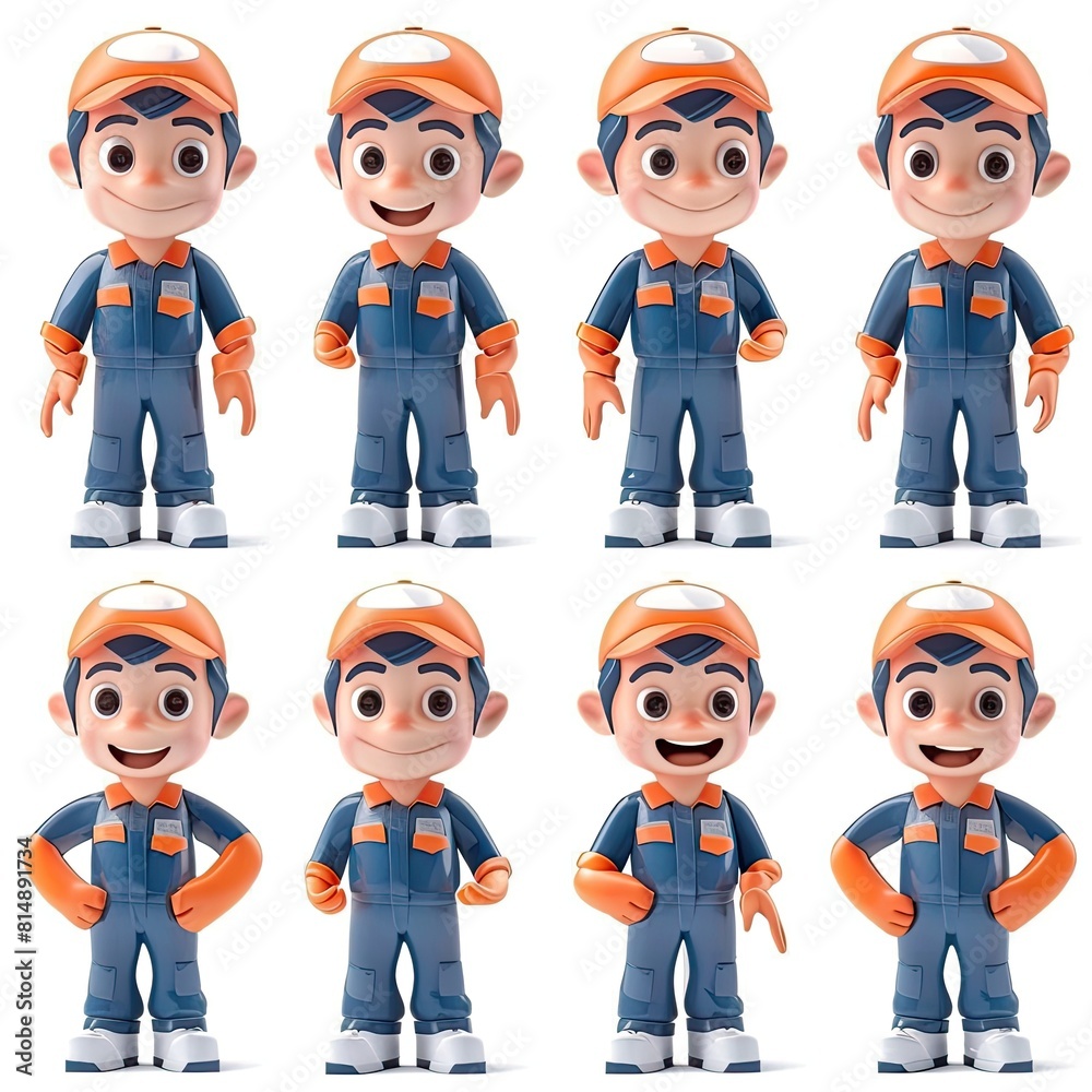 Collection of 3D cartoon characters from different professions and ...