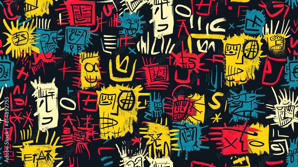 punk pop rock style elements abstract face with grungy texture with color splash abstract background, seamless pattern tile, Generative Ai punk pop rock style elements abstract face with grungy texture with color splash abstract background, seamless pattern tile, Generative Ai