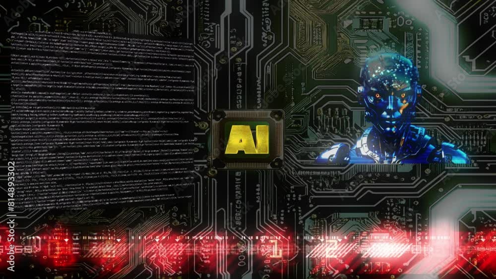 Visão artística do fluxo de dados em uma inteligência artificial 