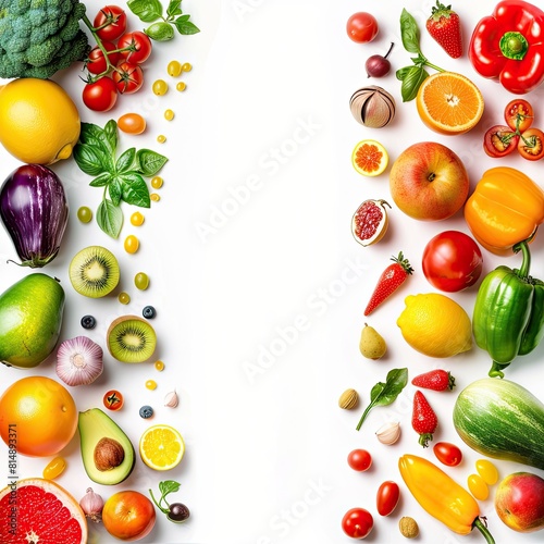 Assortment of healthy organic fruits on banner template with copy space © Azeem