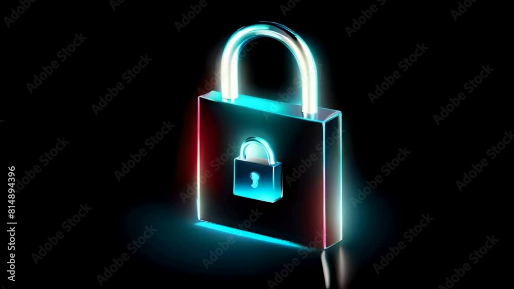 lock animation isolated on a black background. safety security lock lock animation isolated on a black background. safety security lock