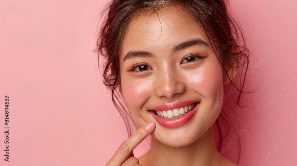 A beautiful smiling brunette woman with glamorous makeup and fashionable style A beautiful smiling brunette woman with glamorous makeup and fashionable style
