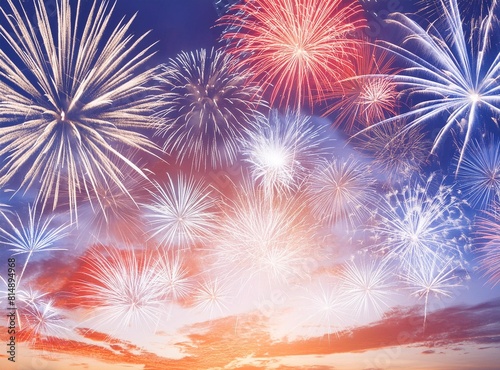 Fireworks on the sky. Celebration of Independence Day. United States Holiday.