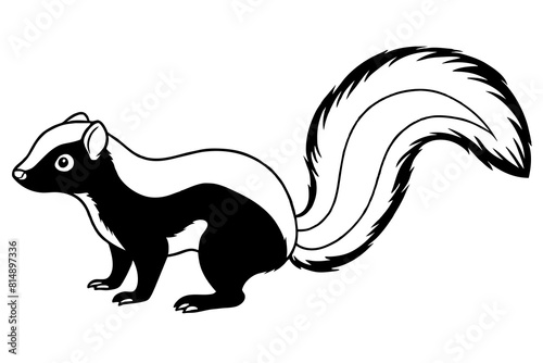  skunk line art silhouette illustration