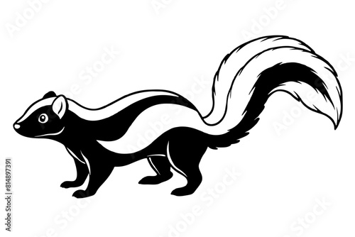  skunk line art silhouette illustration