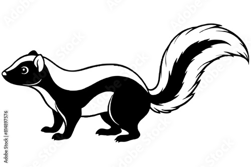  skunk line art silhouette illustration