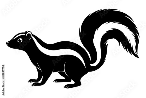  skunk line art silhouette illustration
