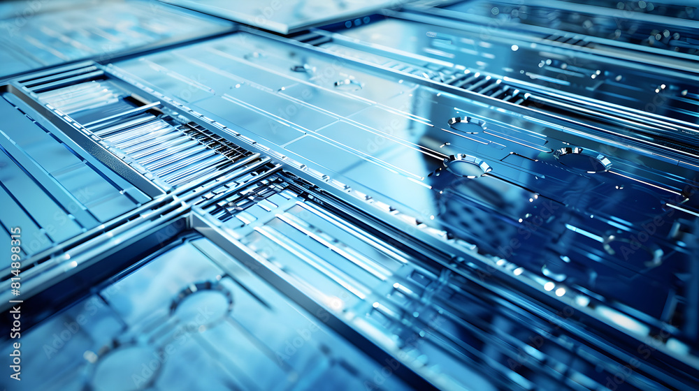 A blue and silver image of a computer chip