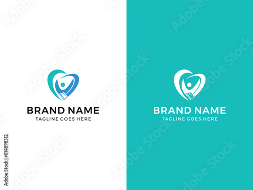 Love home cleaning services logo design vector template 