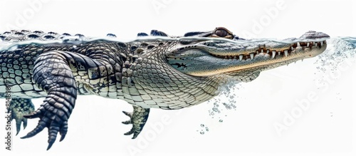 Crocodile Swimming Underwater in Clear Water. Generative ai