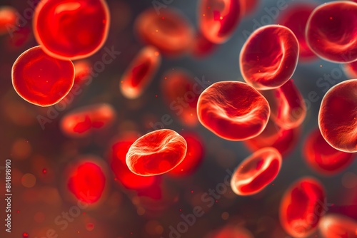 Red blood cells illustrating their ability to carry oxygen and nutrients throughout the body.