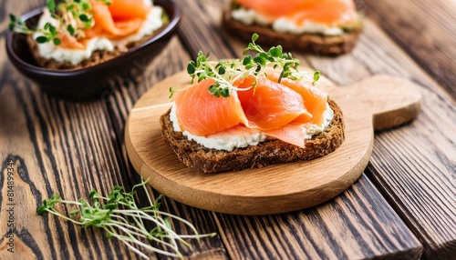 Savor the Symphony: Salmon Open Sandwich with Cheese Cream and Microgreens