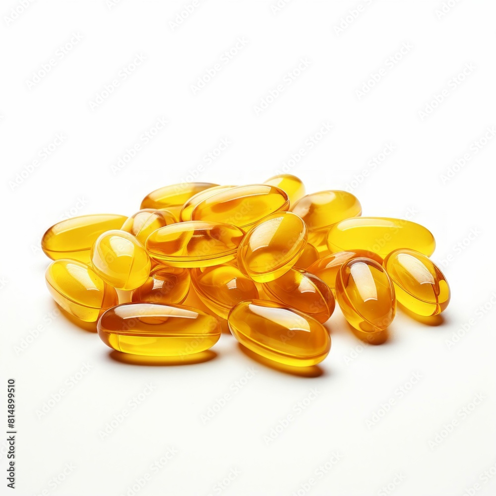 Vitamin E Capsules on White Background. Generative ai Vitamin E Capsules on White Background. Generative ai