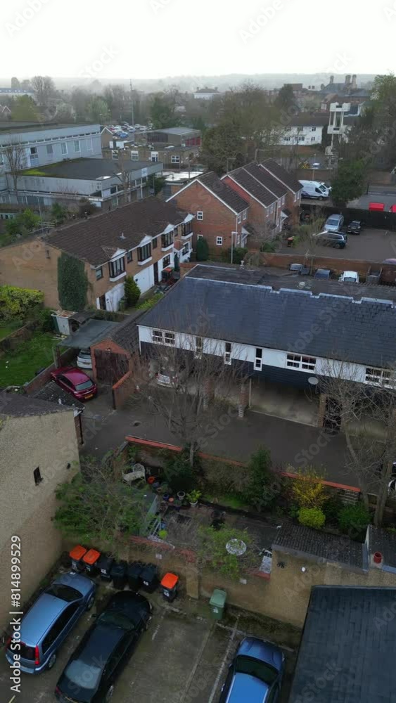 High Angle View of Leighton Buzzard Town of England United Kingdom during Cloudy and Windy Day. March 29th, 2024