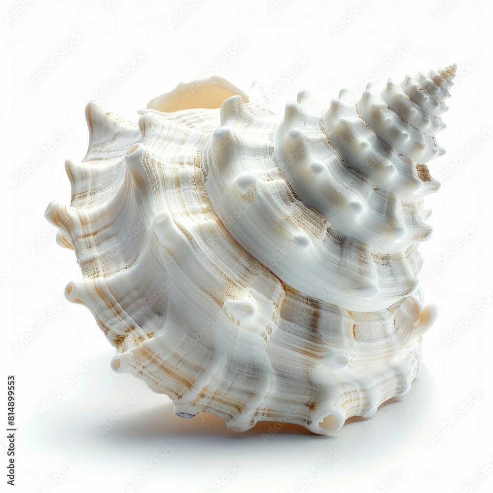 White Seashell Isolated on White Background. Generative ai White Seashell Isolated on White Background. Generative ai