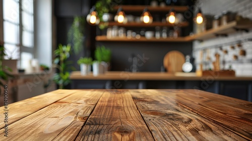 A vintage wooden table and chairs in an empty room with wooden floors and wallpapered walls