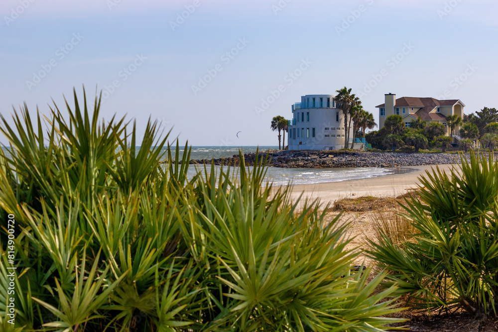 Stately homes sit along the shoreline of the Alantic Ocean near Charleston, South Carolina, USA Stately homes sit along the shoreline of the Alantic Ocean near Charleston, South Carolina, USA