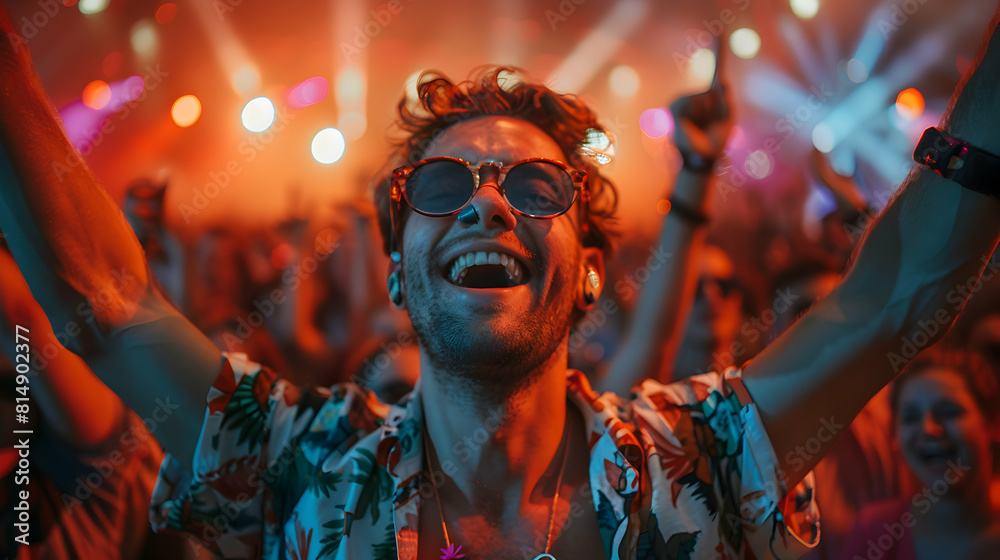 Empowering Inclusion: Visually Impaired Man Sharing Joy at Music Festival with Friends Authentic Photo Realistic Concept Highlighting Inclusivity and Shared Experiences Empowering Inclusion: Visually Impaired Man Sharing Joy at Music Festival with Friends Authentic Photo Realistic Concept Highlighting Inclusivity and Shared Experiences