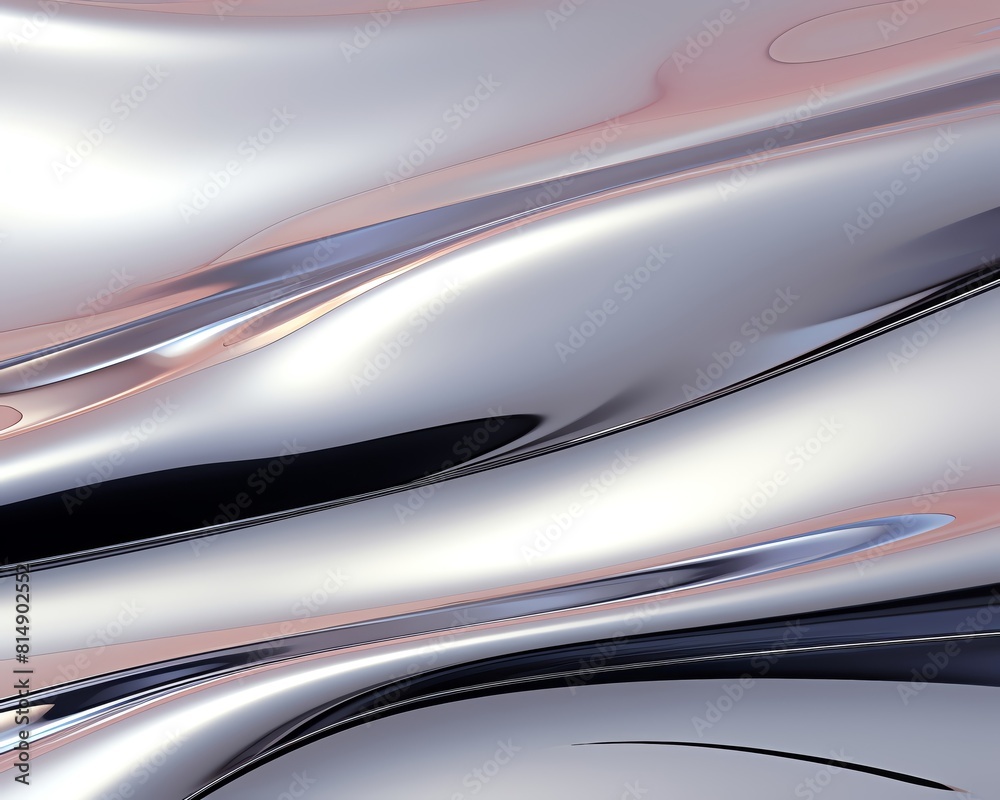 Polished chrome metal texture with a mirrorlike finish, reflecting subtle colors and lights, ideal for luxurious and sophisticated backgrounds