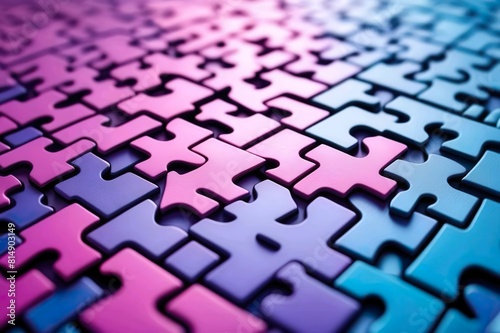 Mesmerizing Tapestry of Vibrant Pink, Blue, and Purple Puzzle Pieces