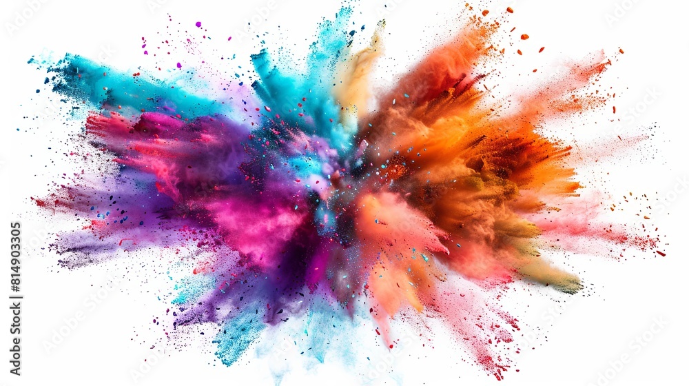 Colorful powder explosion isolated on white background Colorful powder explosion isolated on white background