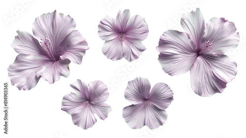 Vibrant Sea Hibiscus Blooms in Exotic Tropical Style - Digital Art 3D Illustration with Transparent Background  Ideal for Summer Decoration and Graphic Design Projects.