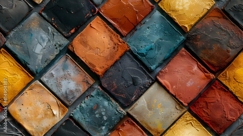 Vibrant Natural Dyes Tiles Displaying Sustainable Fabric Beauty Photo Realistic Stock Concept Vibrant Natural Dyes Tiles Displaying Sustainable Fabric Beauty Photo Realistic Stock Concept