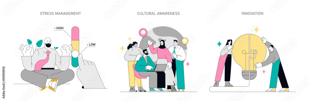 Obraz premium Soft Skills Flat Vector illustration.