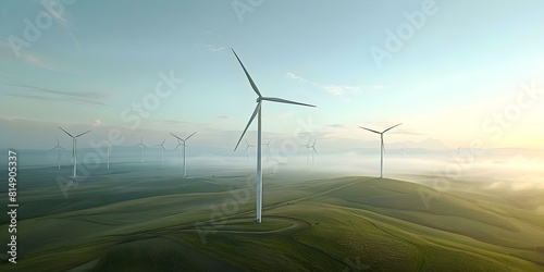 Wind Turbines Integrated into Farmland  A Synergy of Sustainable Agriculture and Clean Energy. Concept Renewable Energy  Sustainable Agriculture  Wind Turbines  Innovation  Synergy