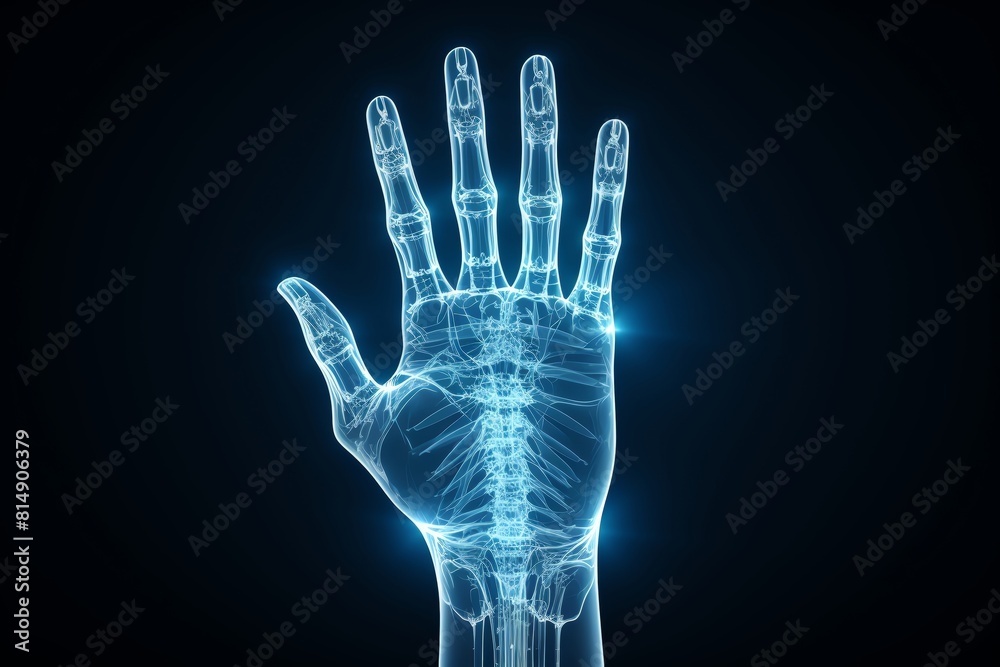 Xray of a hand flat design top view medical diagnostics theme 3D render Monochromatic Color Scheme Xray of a hand flat design top view medical diagnostics theme 3D render Monochromatic Color Scheme