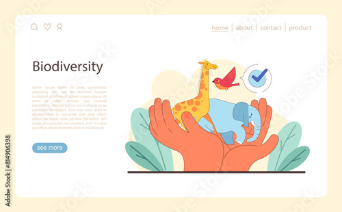 Earth's biological variety. Hands Cherishing diverse animal species.