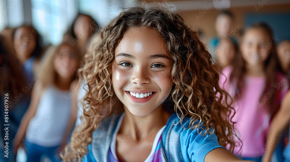 Vibrant Photo Realistic Scene: Teenager with ADHD Thriving in Dance Class, Exuding Energy, Joy, and Inclusive Movement Activities Adobe Stock Concept Vibrant Photo Realistic Scene: Teenager with ADHD Thriving in Dance Class, Exuding Energy, Joy, and Inclusive Movement Activities Adobe Stock Concept