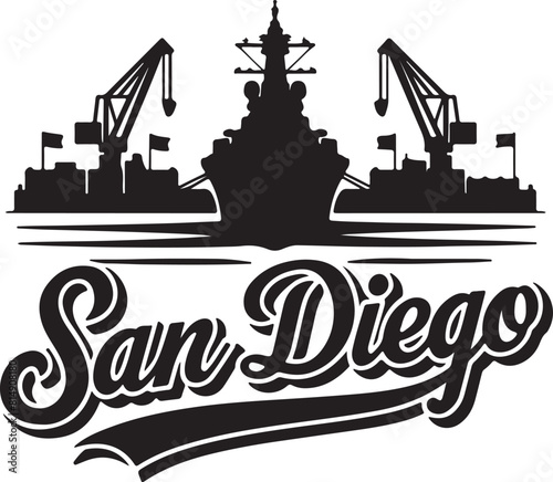 San Diego Ship Docks Silhouette Vector