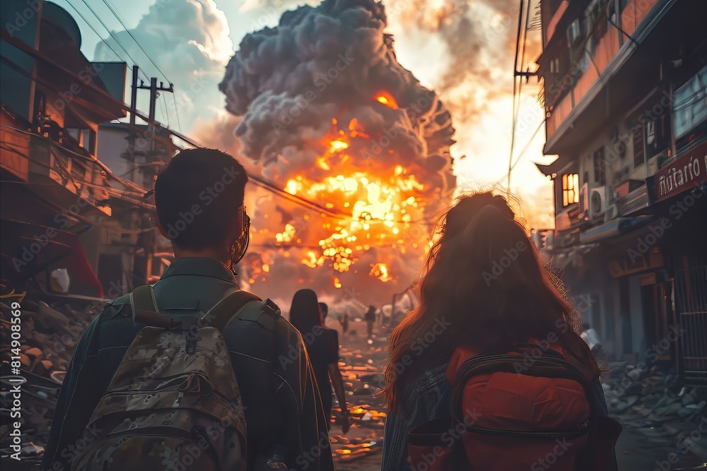 People Watching Nuclear Expolosion War People Watching Nuclear Expolosion War