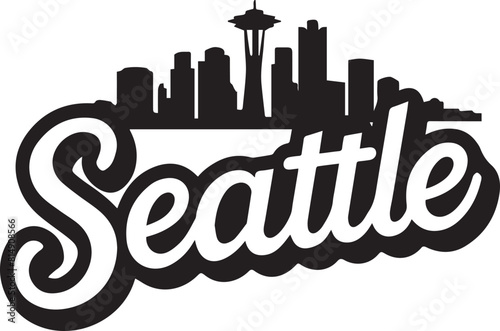 Seattle Skyline Silhouette Vector