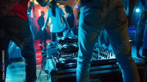 Vibrant Nightclub Scene with DJ Performance and Dancing Crowd © pkproject